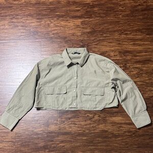 Zara Olive Striped Crop Top